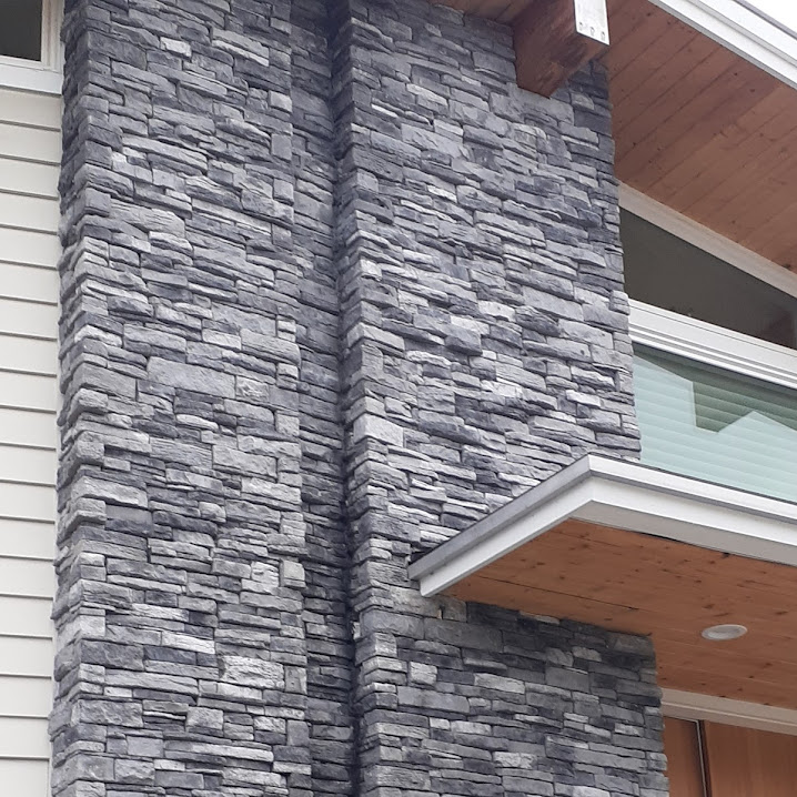 Stone veneer exterior wall